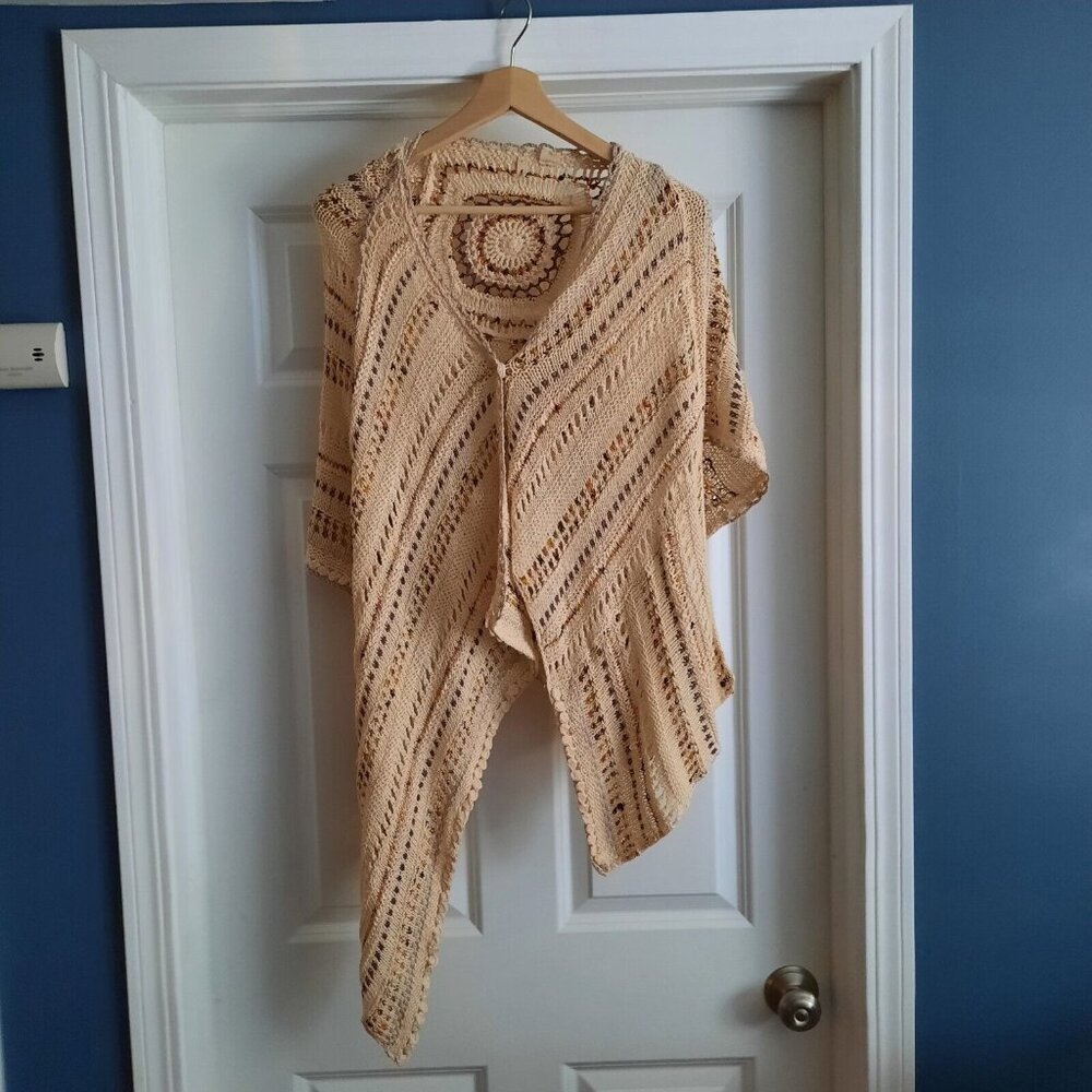 Moth‎ Anthropologie Wrap Shawl Womens OS Southwest Poncho Granny Square Crochet